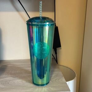 Starbucks Turquoise Kaleidoscope Tumbler Cold Cup 2021 Iridescent 24oz